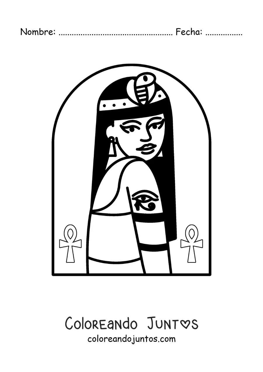 Imagen para colorear de la hermosa reina egipcia Cleopatra