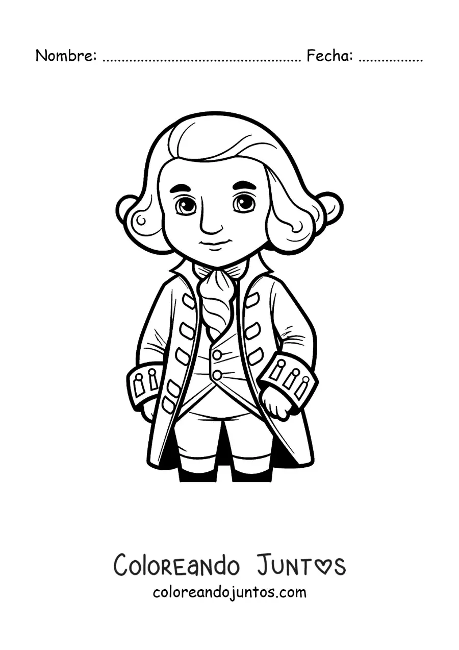 Imagen para colorear del presidente George Washington animado