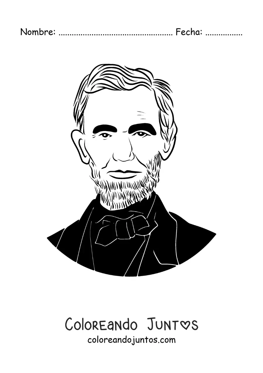 Imagen para colorear de un retrato de Abraham Lincoln