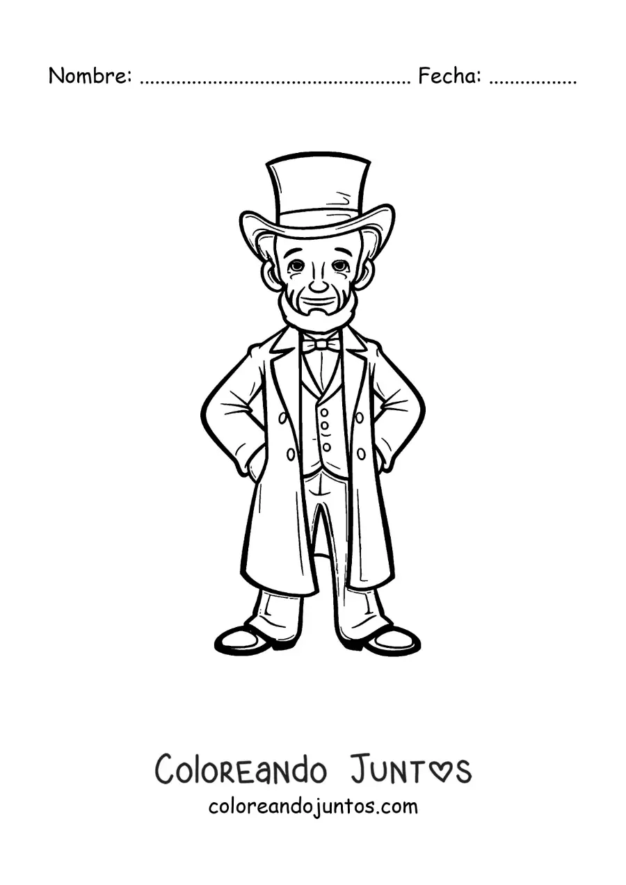 Imagen para colorear de Abraham Lincoln animado