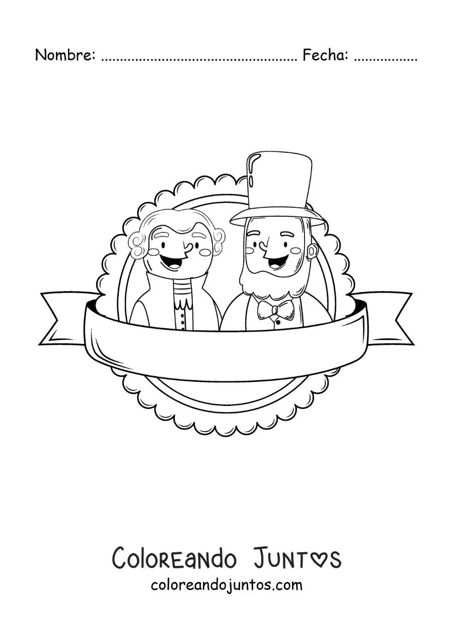 Imagen para colorear de Abraham Lincoln y George Washington animados