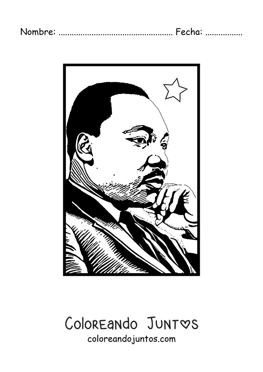 Imagen para colorear de un retrato de Martin Luther King