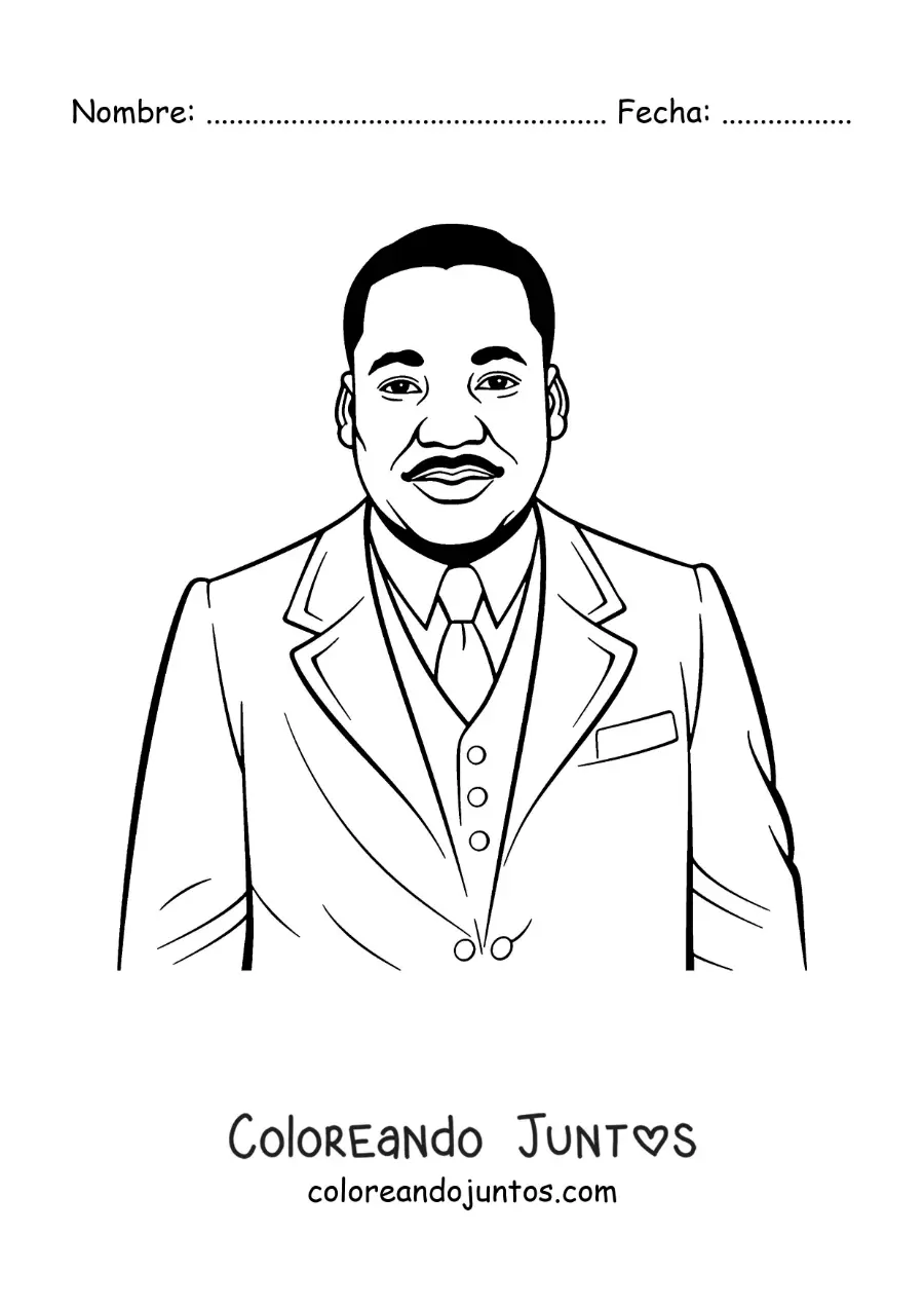Imagen para colorear de Martin Luther King Jr animado fácil