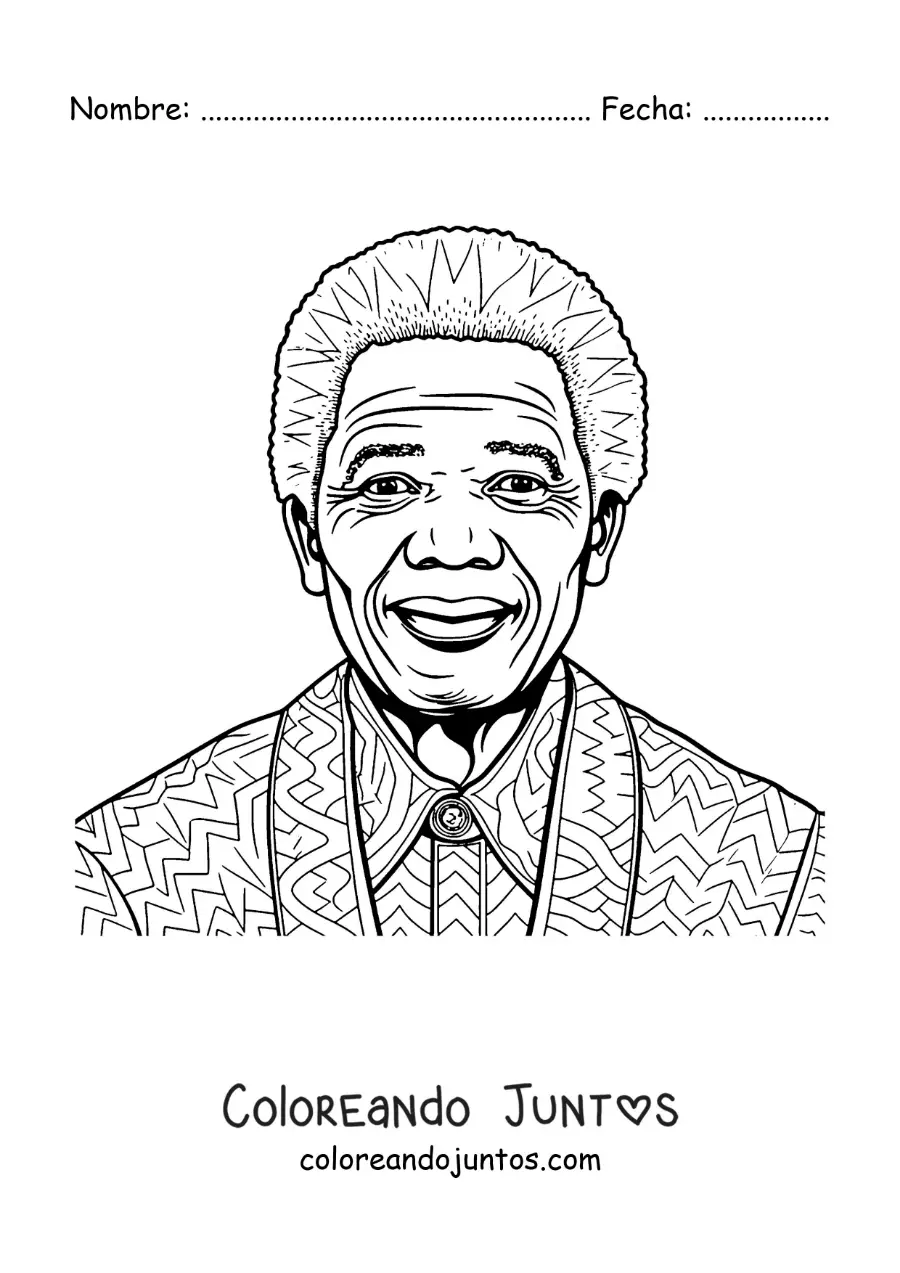 Imagen para colorear de Nelson Mandela