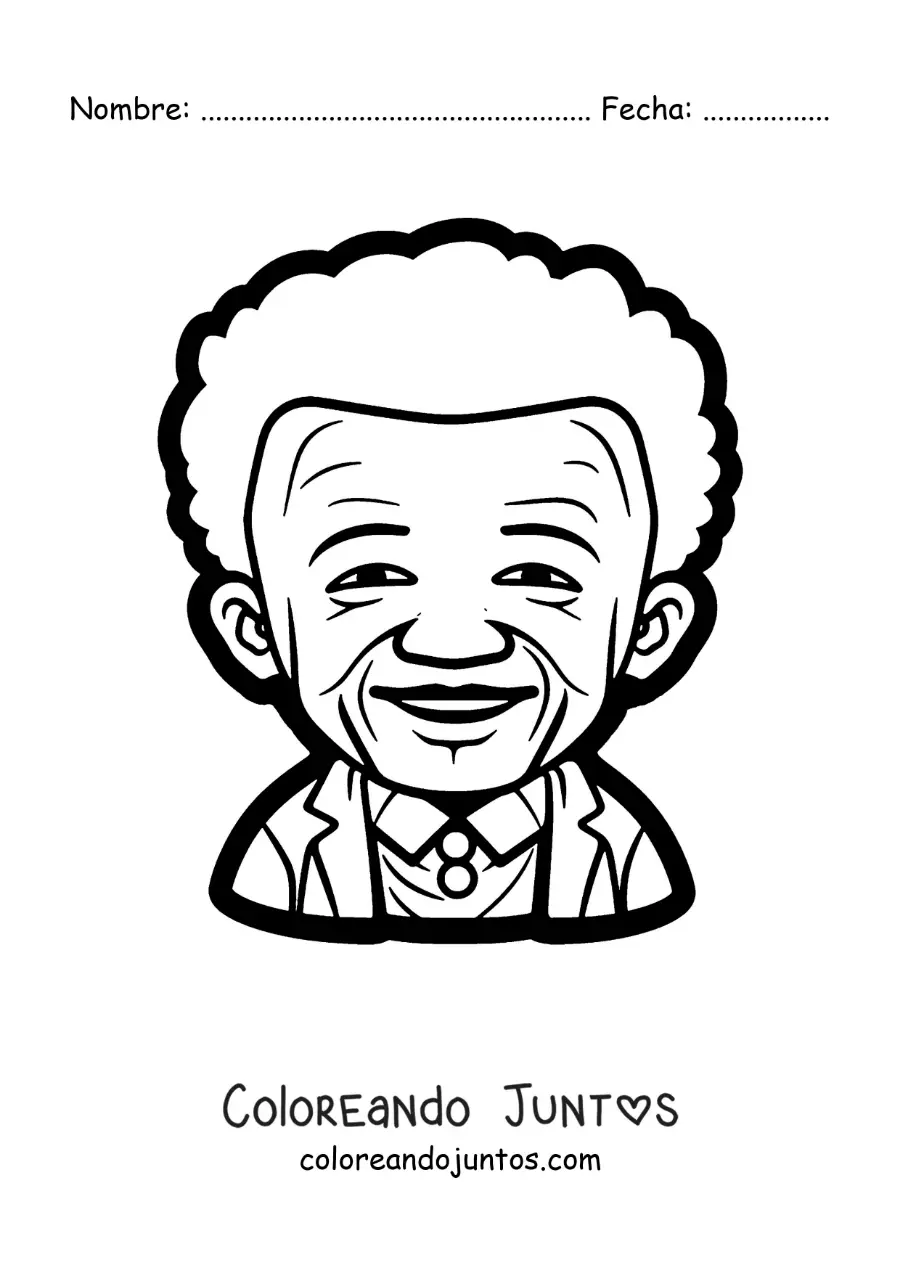 Imagen para colorear de caricatura infantil de Nelson Mandela