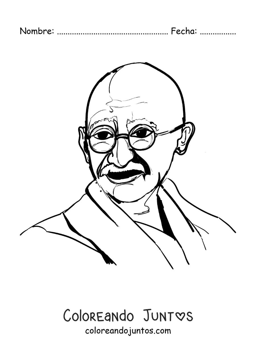 Imagen para colorear de Mahatma Gandhi fácil