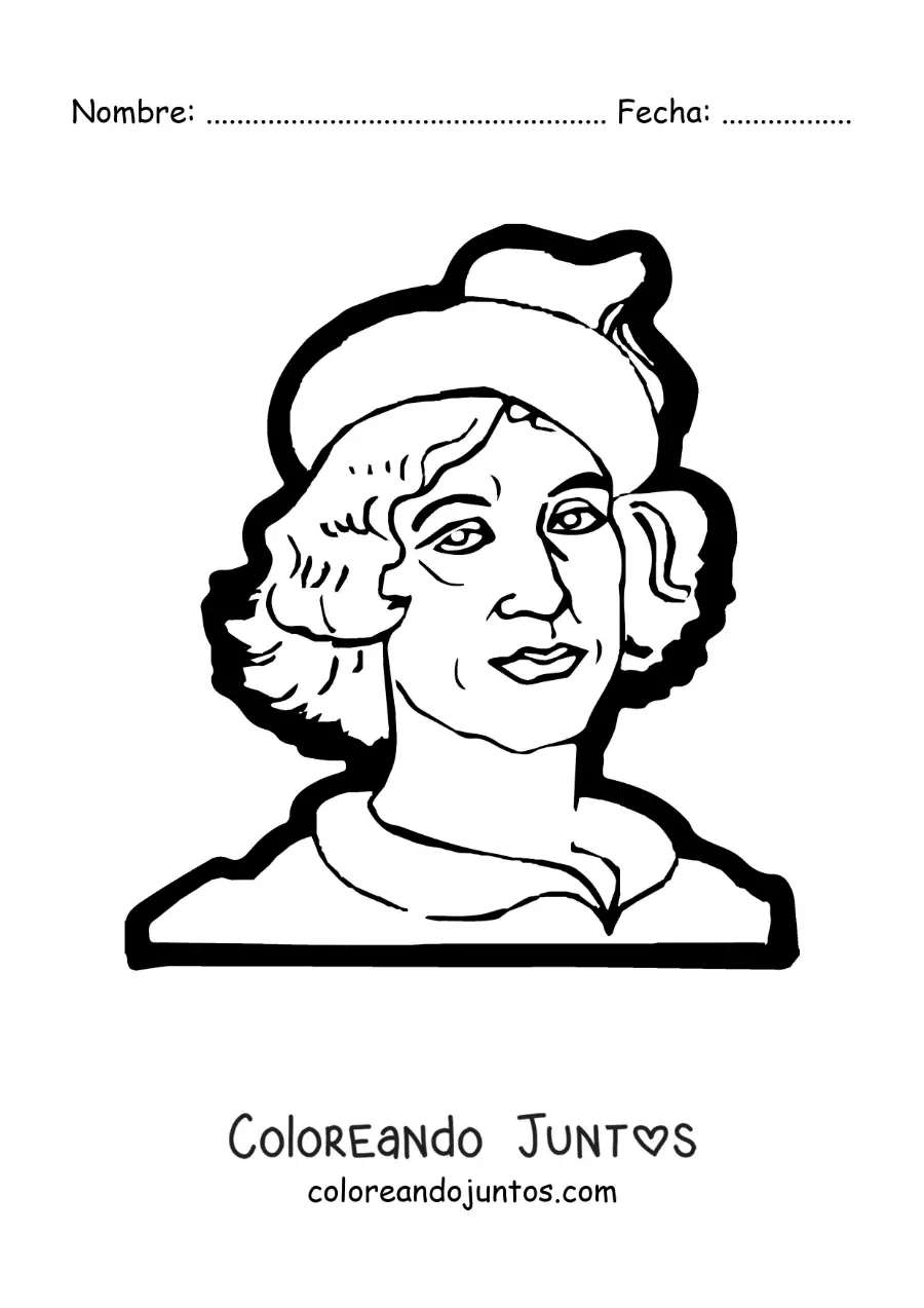 Imagen para colorear de retrato de Nicolás Copérnico fácil
