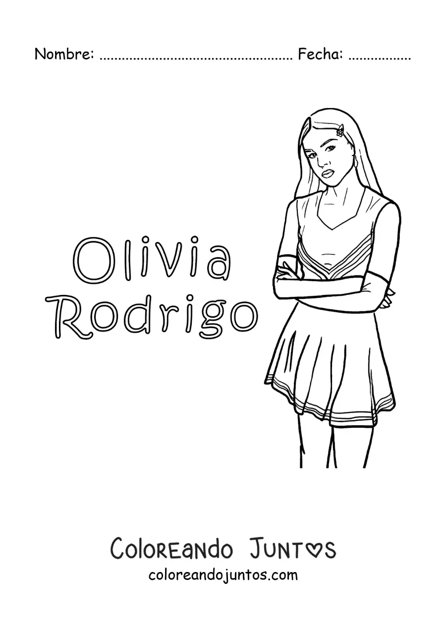 Imagen para colorear de Olivia Rodrigo animada