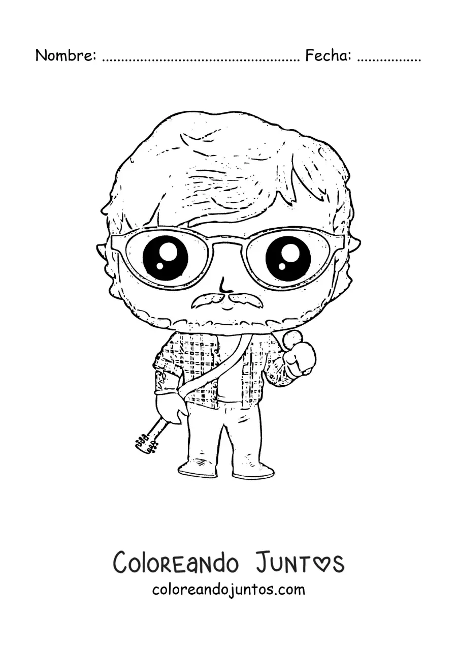 Imagen para colorear de funko pop de Ed Sheeran