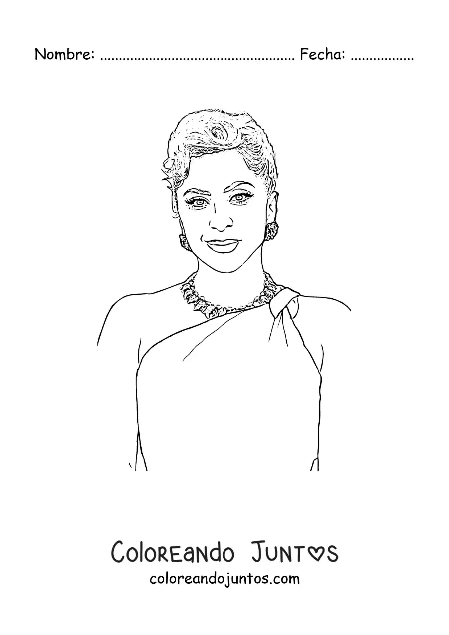 Imagen para colorear de un retrato fácil de Lady Gaga en estilo realista