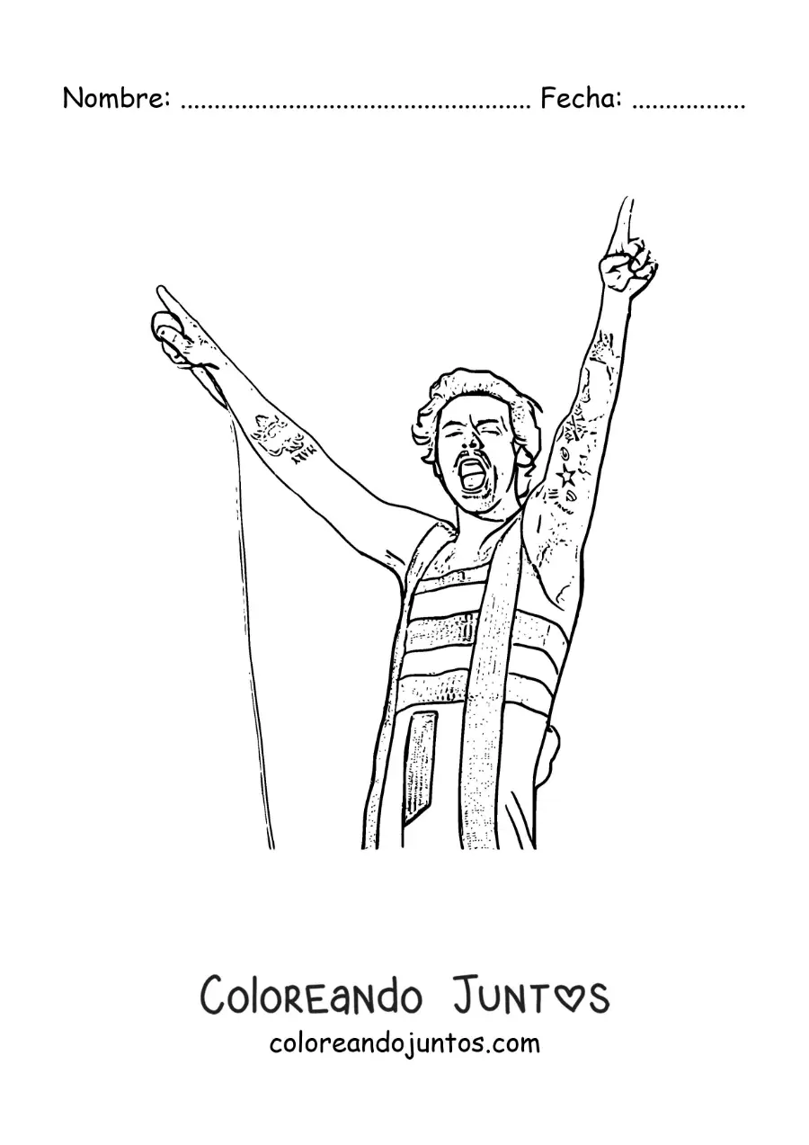 Imagen para colorear de Harry Styles cantando en estilo realista