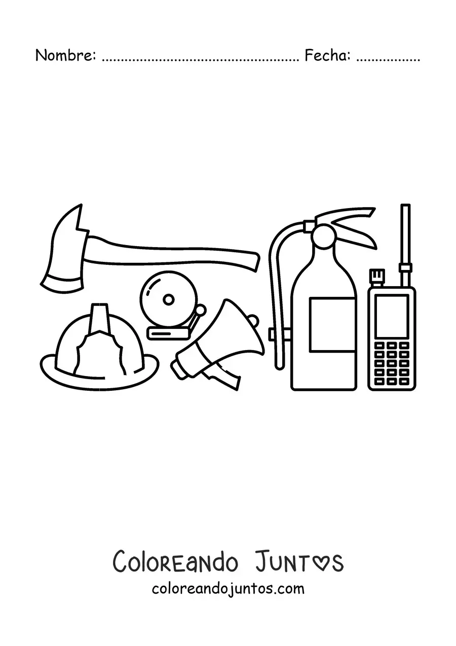Imagen para colorear de las herramientas de los bomberos