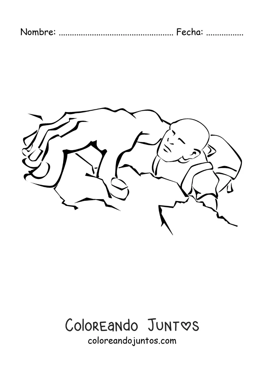 Imagen para colorear de un excursionista escalando hasta la cima