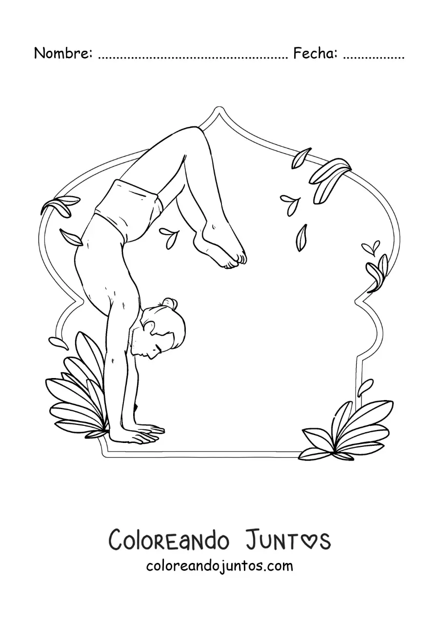 Imagen para colorear de un joven practicando yoga