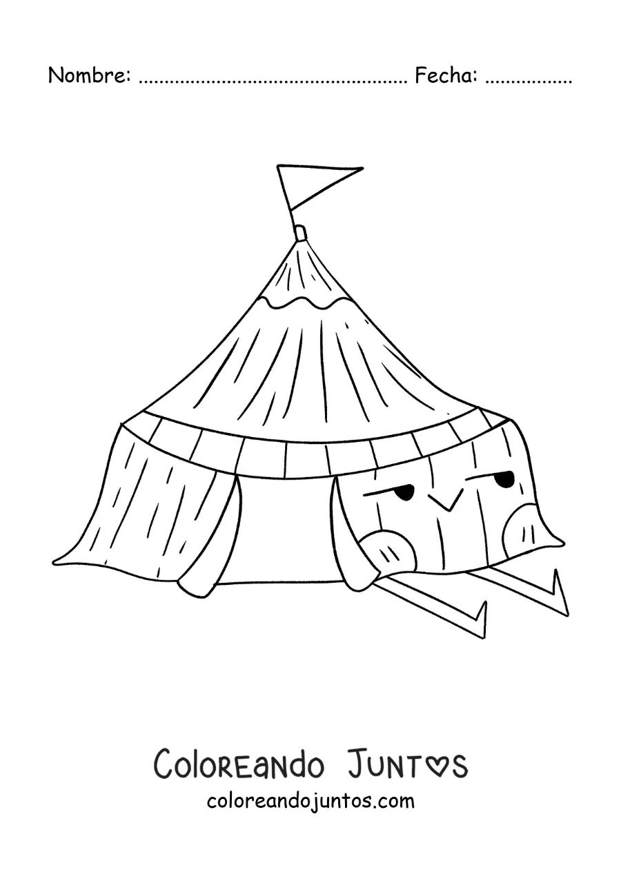 Imagen para colorear de una carpa de circo animada