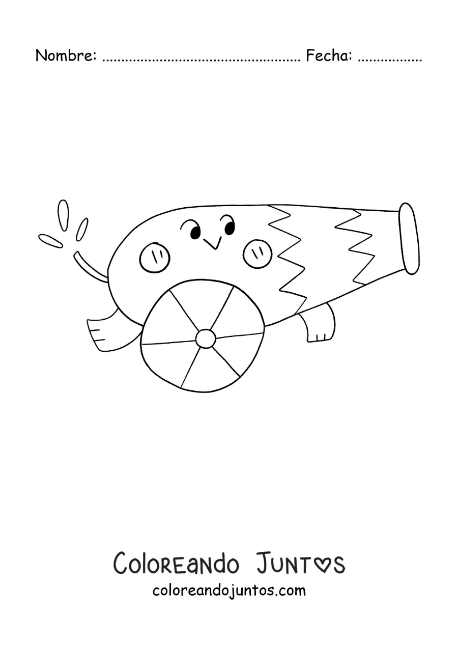 Imagen para colorear de un cañón de circo animado