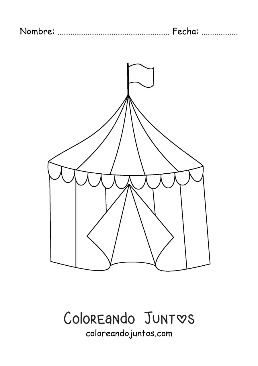 Imagen para colorear de una tienda de circo en caricatura