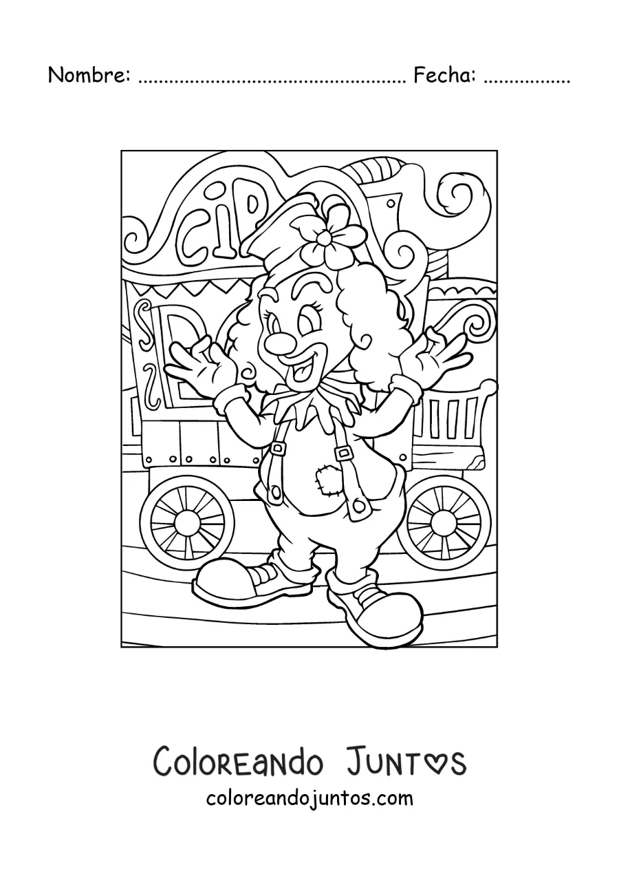 Imagen para colorear de un payaso en una feria
