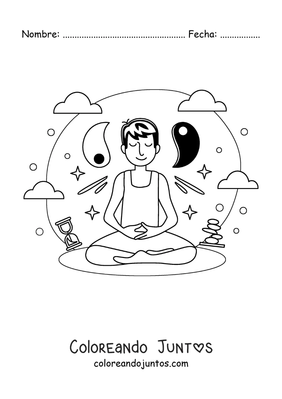 Imagen para colorear de un hombre meditando