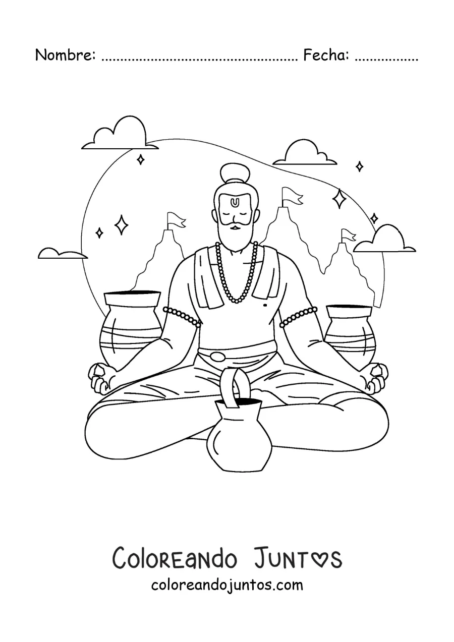 Imagen para colorear de un gurú meditando