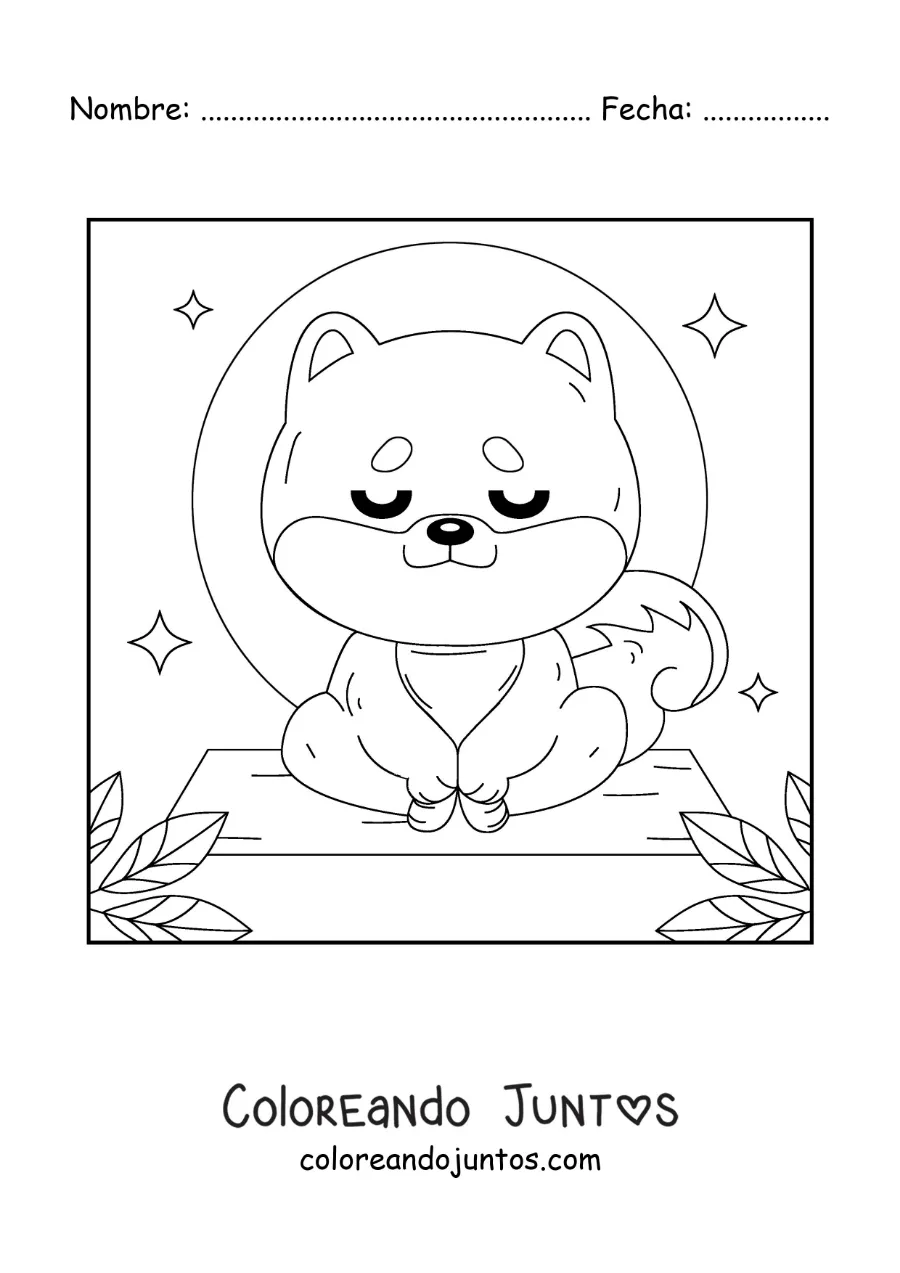 Imagen para colorear de un perro animado meditando