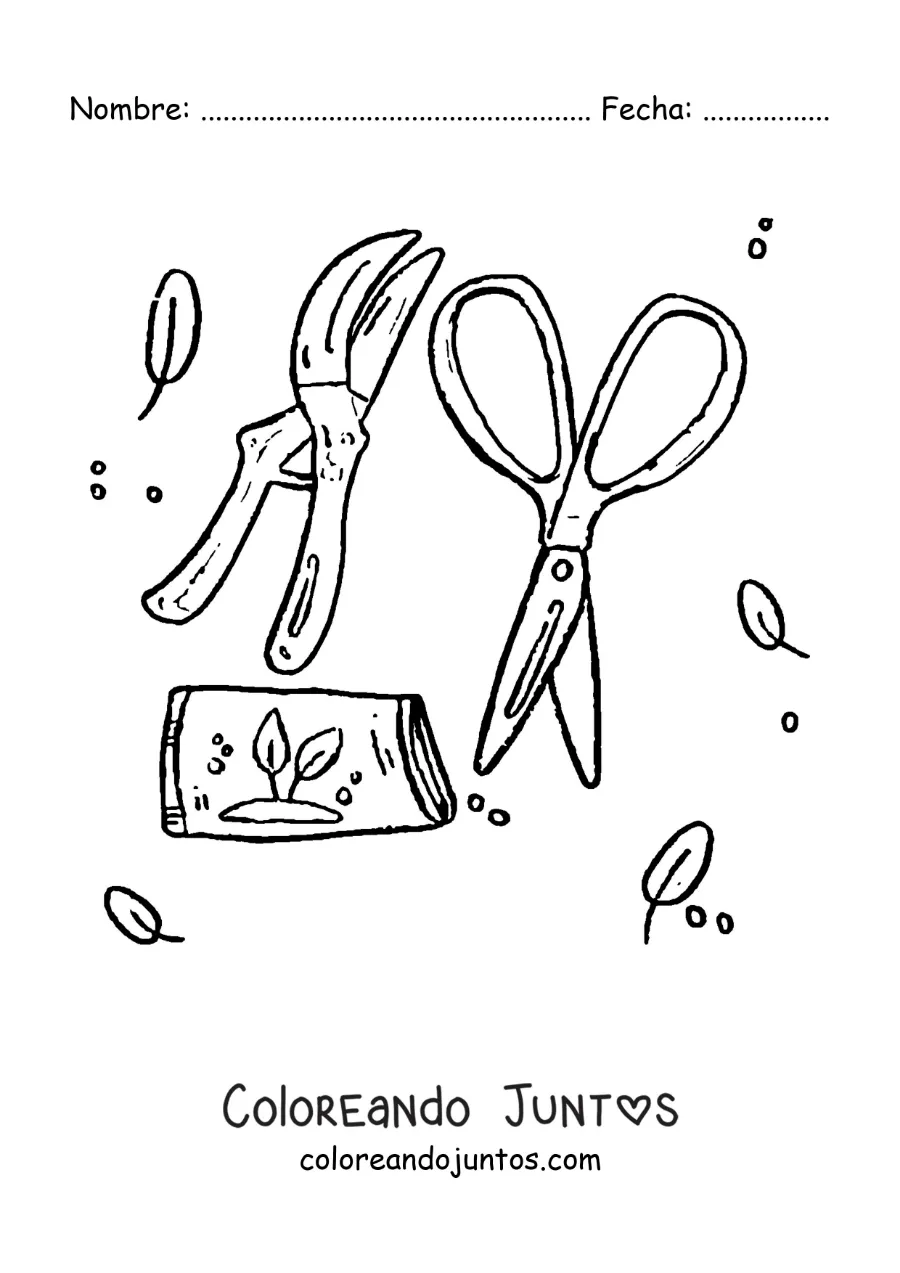 Imagen para colorear de herramientas de jardinería