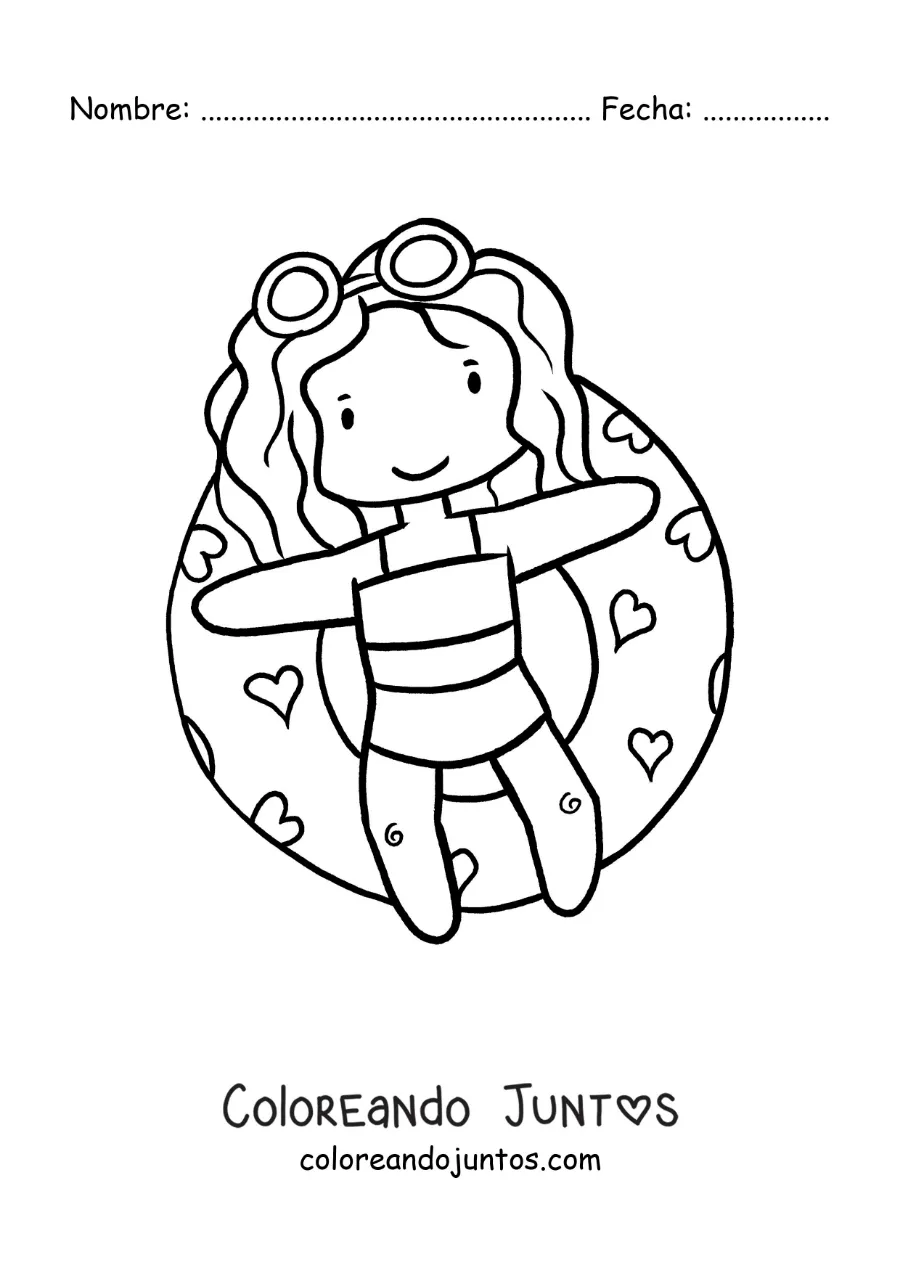 Imagen para colorear de una niña flotando en una piscina