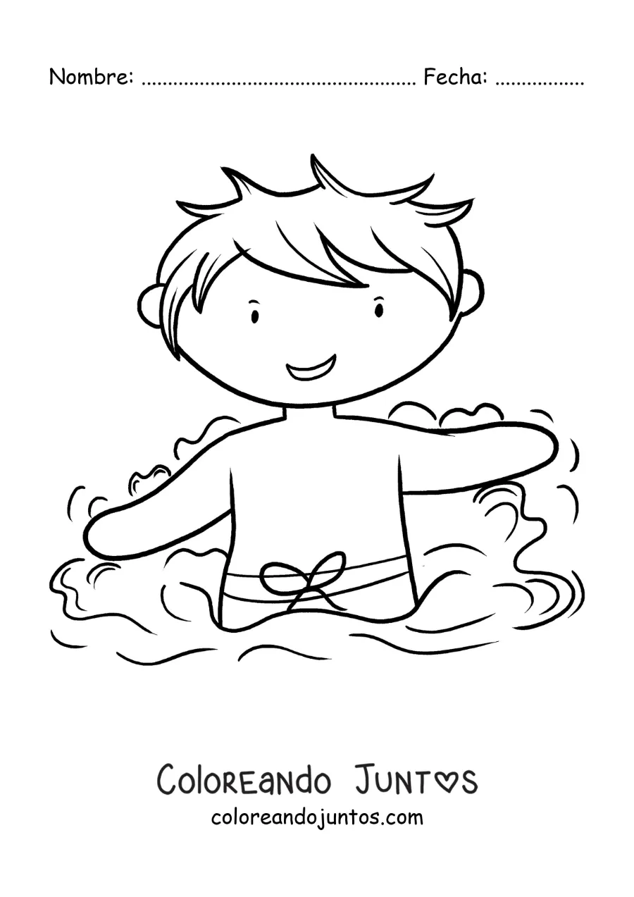Imagen para colorear de un niño en una piscina