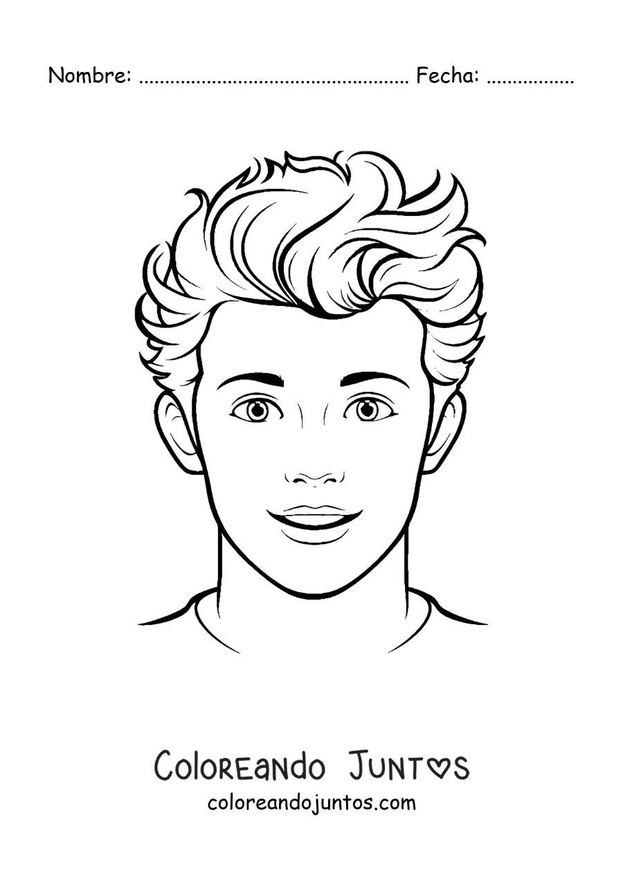 Imagen para colorear de Shawn Mendes en caricatura