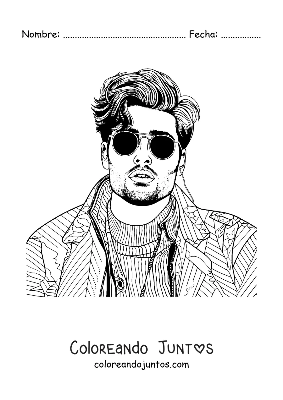 Imagen para colorear de Sebastián Yatra con lentes de sol