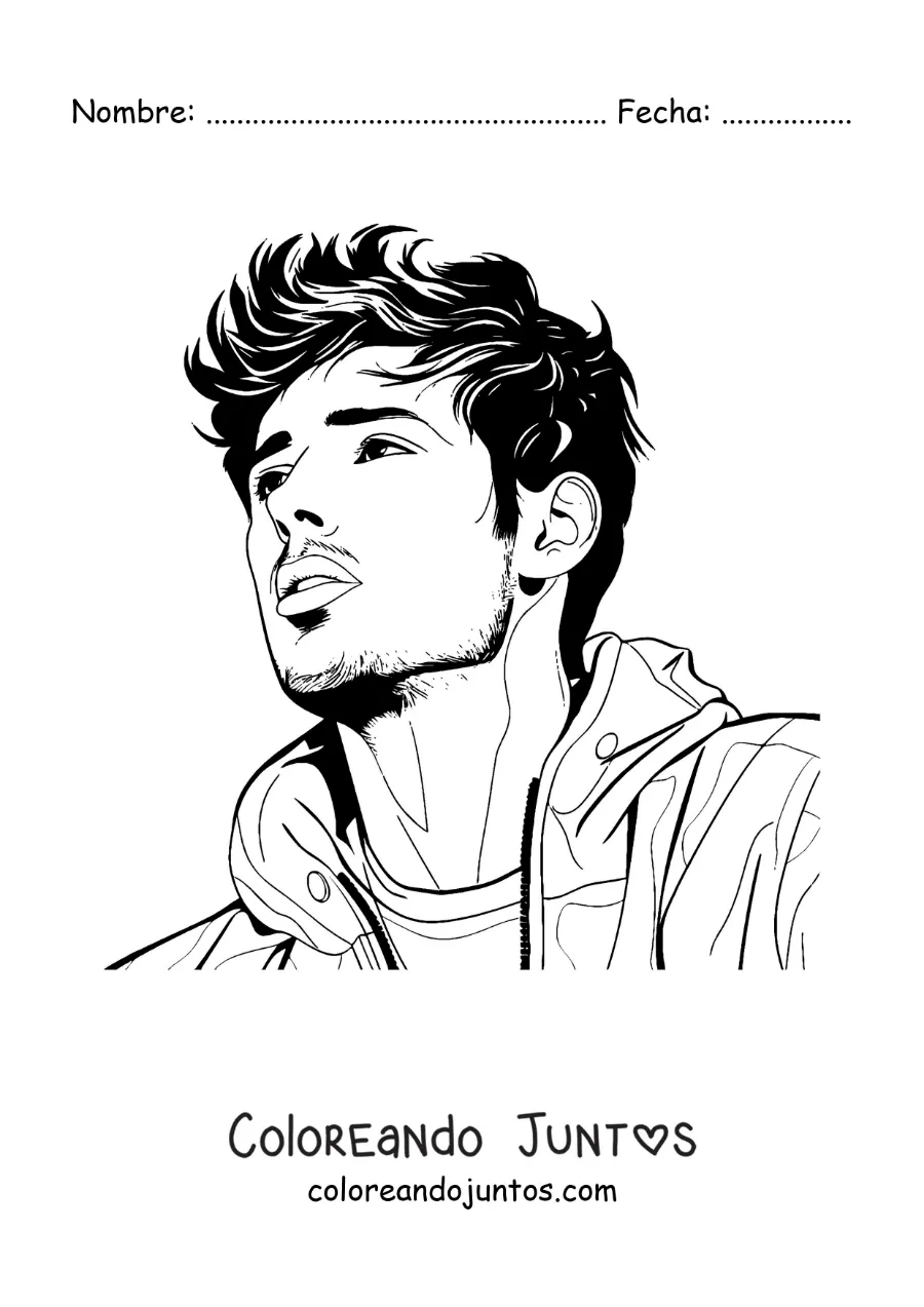 Imagen para colorear de un retrato de Sebastián Yatra