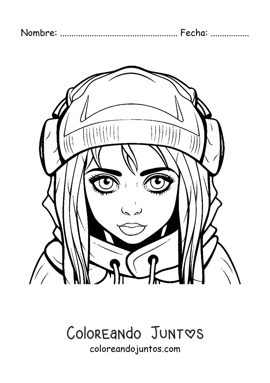 Imagen para colorear de Billie Eilish en caricatura