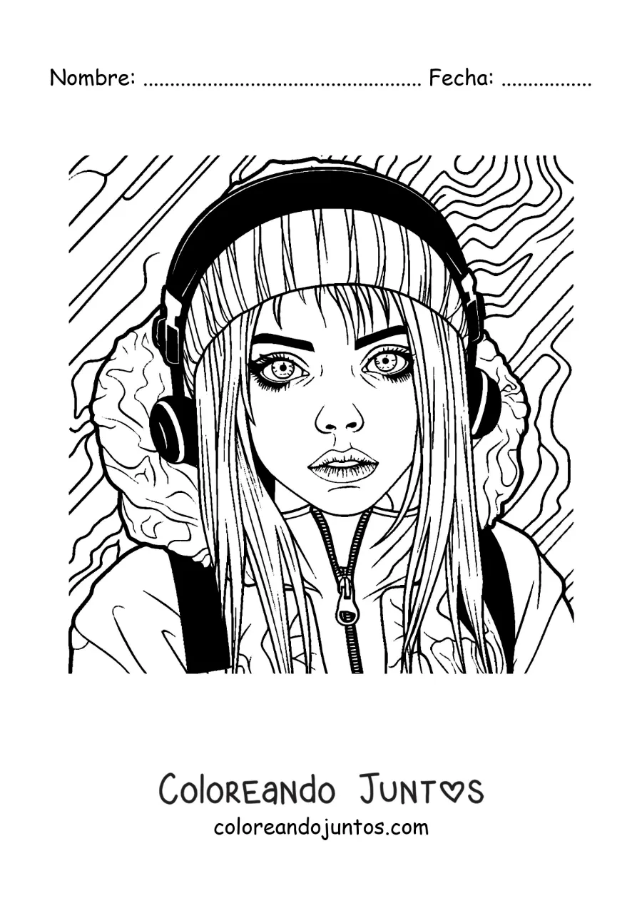 Imagen para colorear de Billie Eilish animada