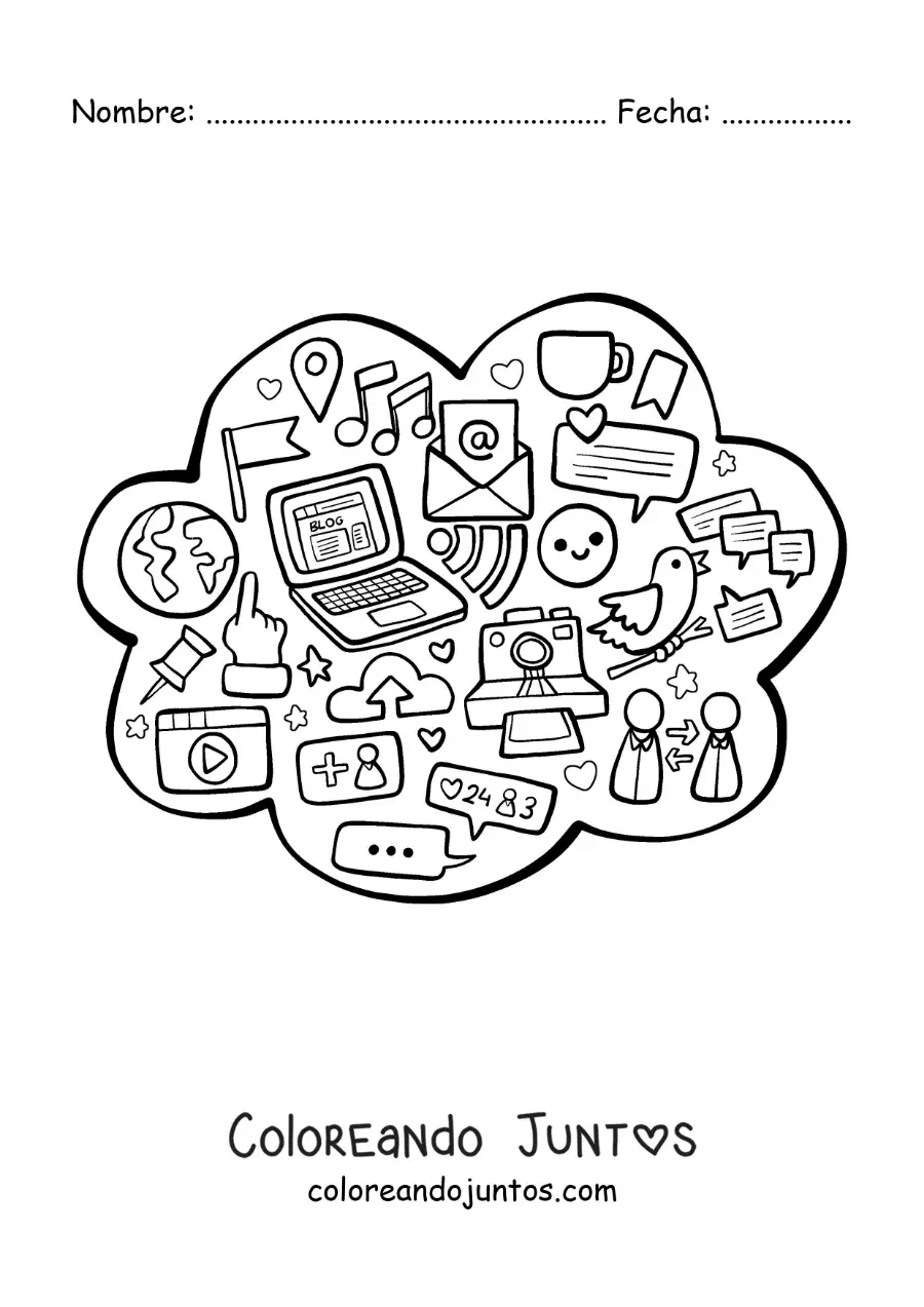 Imagen para colorear de las redes sociales como medio de comunicación