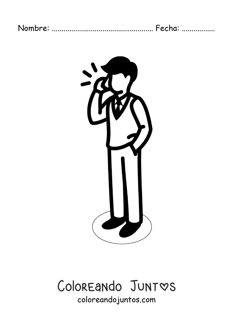 Imagen para colorear de un hombre hablando por teléfono