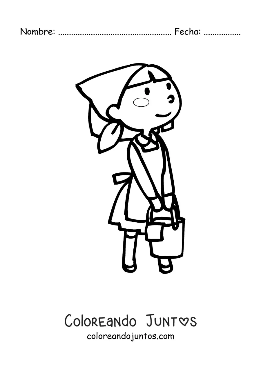 Imagen para colorear de una ama de casa animada