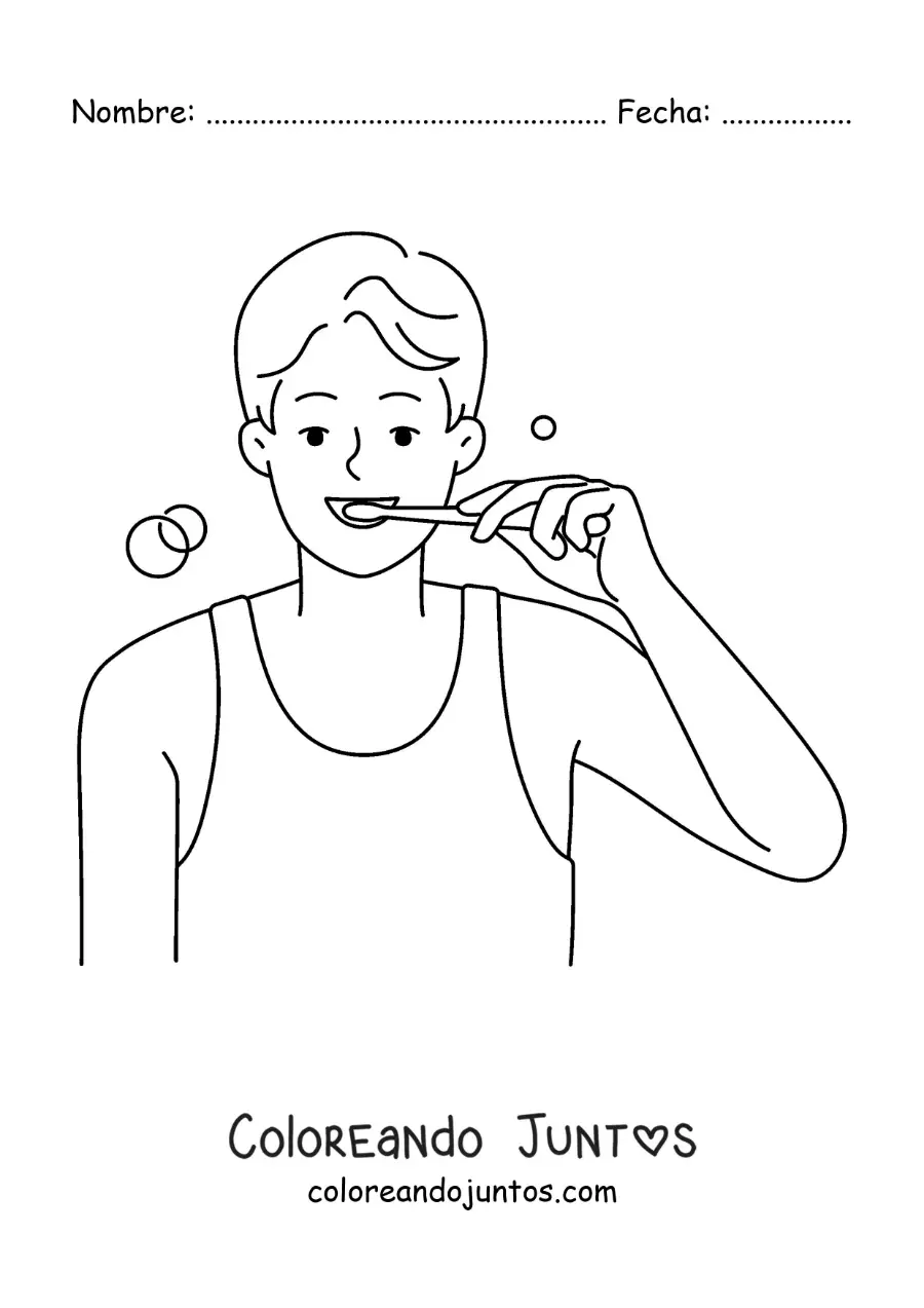 Imagen para colorear de un hombre cepillándose los dientes