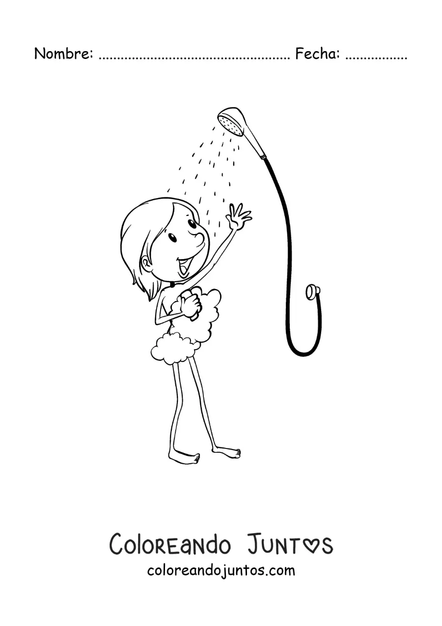 Imagen para colorear de un chico en la ducha