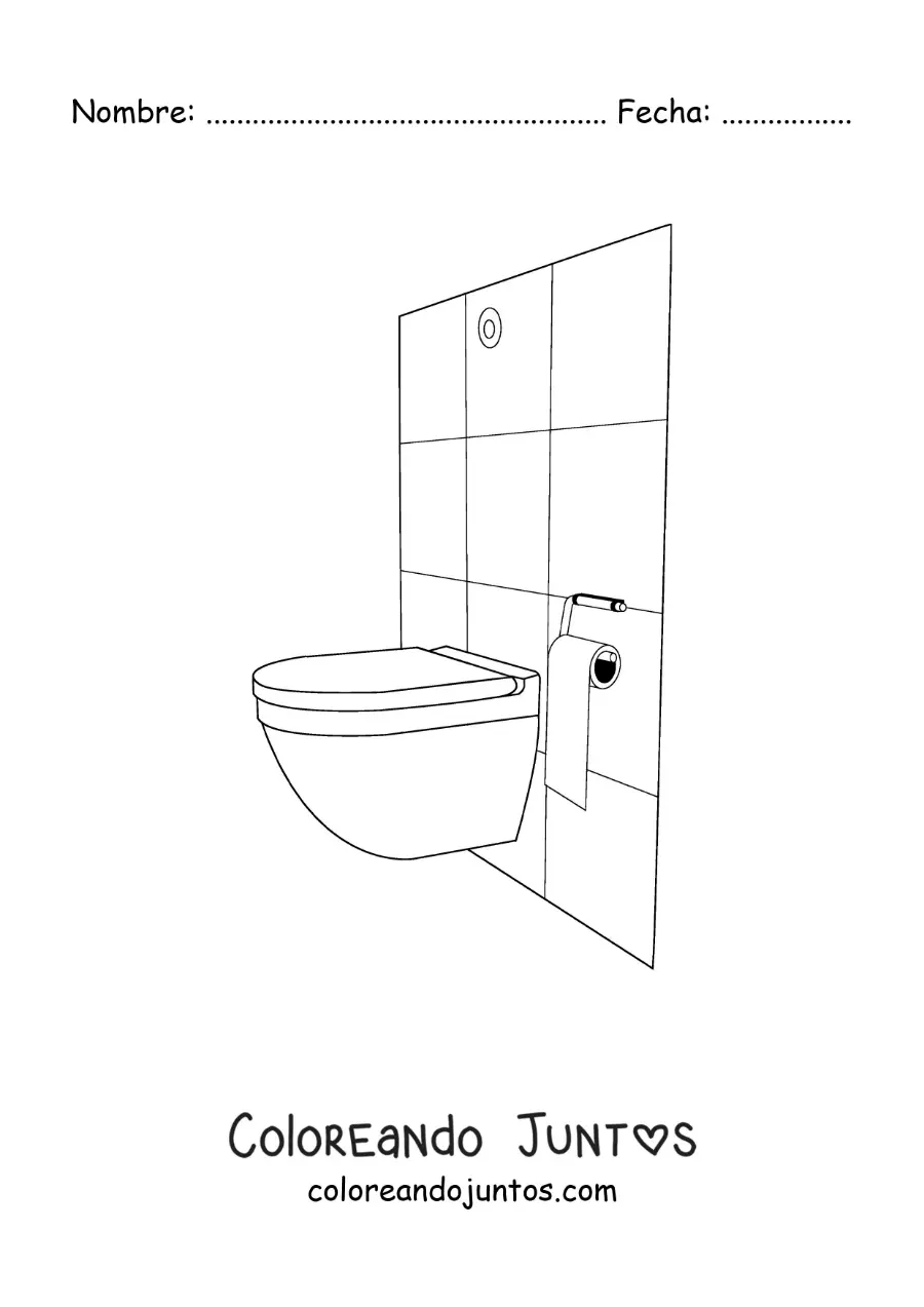 Imagen para colorear de el váter y el papel higiénico en el baño