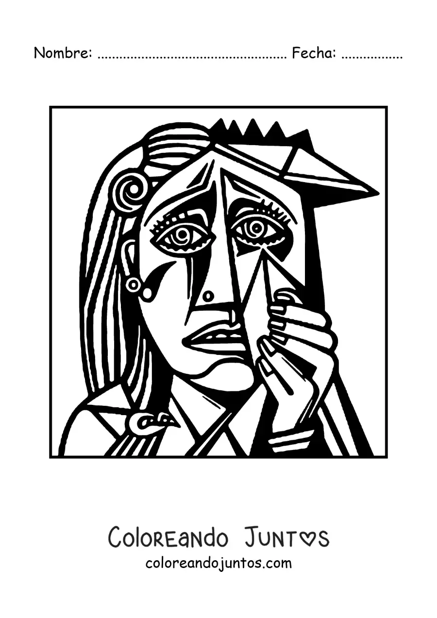 Imagen para colorear de retrato al estilo de picasso