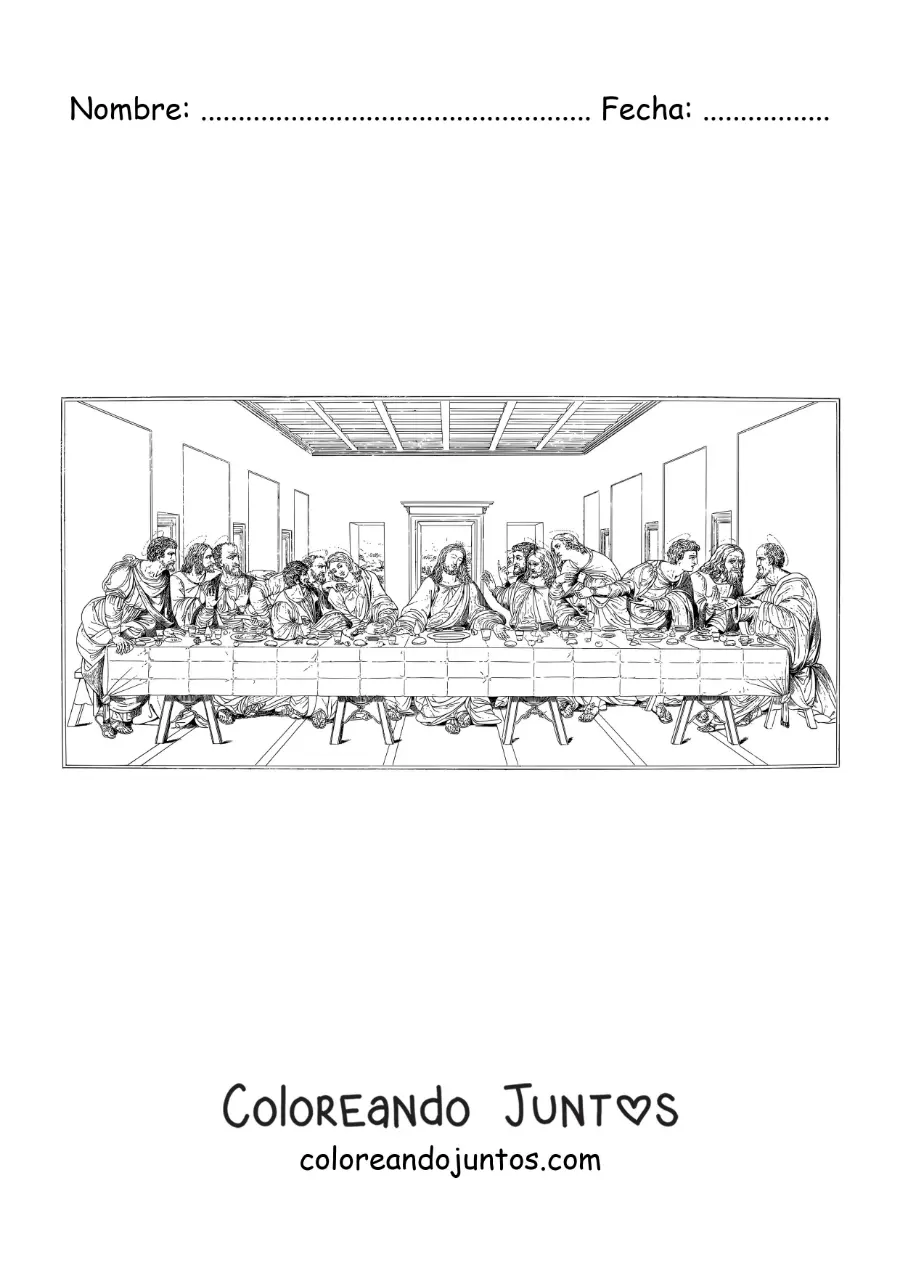 Imagen para colorear de la última cena de da vinci