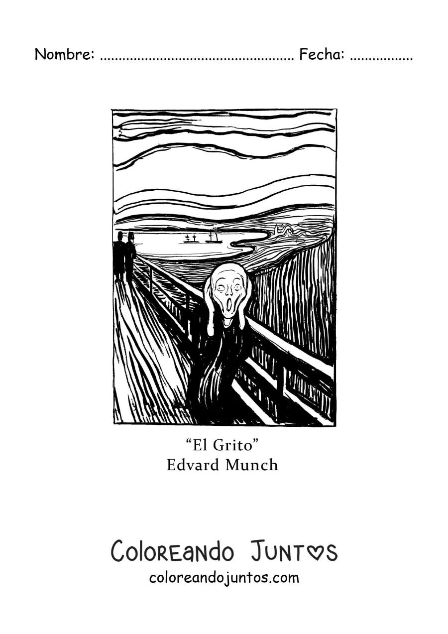 Imagen para colorear de El grito de Edvard Munch