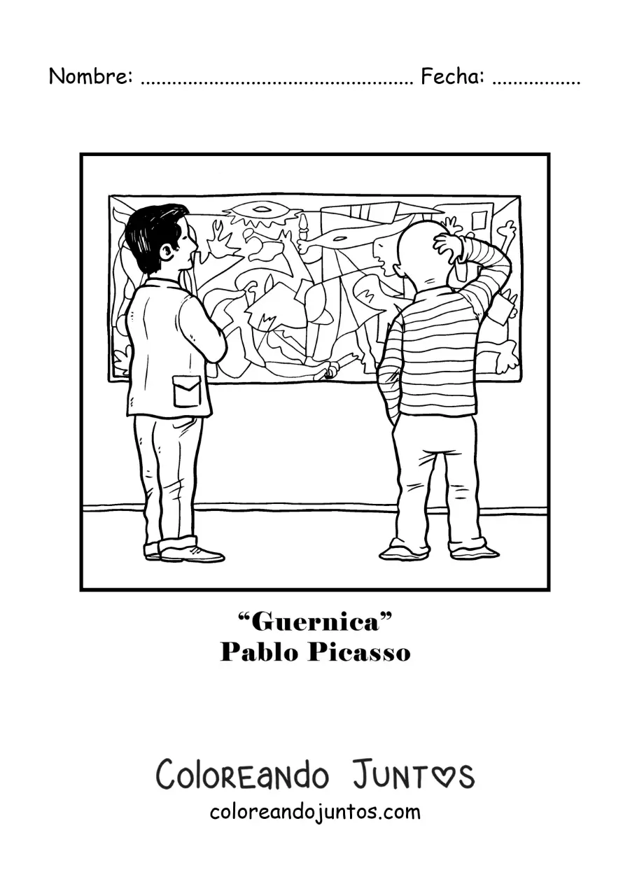 Imagen para colorear de Caricatura del cuadro Guernica de Pablo Picasso