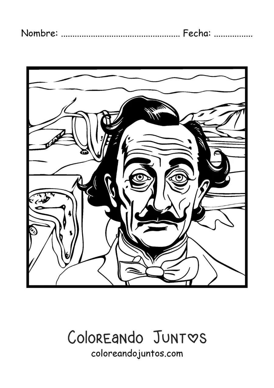 Imagen para colorear de salvador dalí y su arte