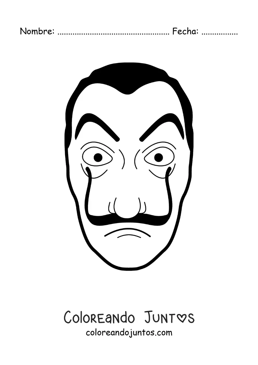 Imagen para colorear de máscara de dalí