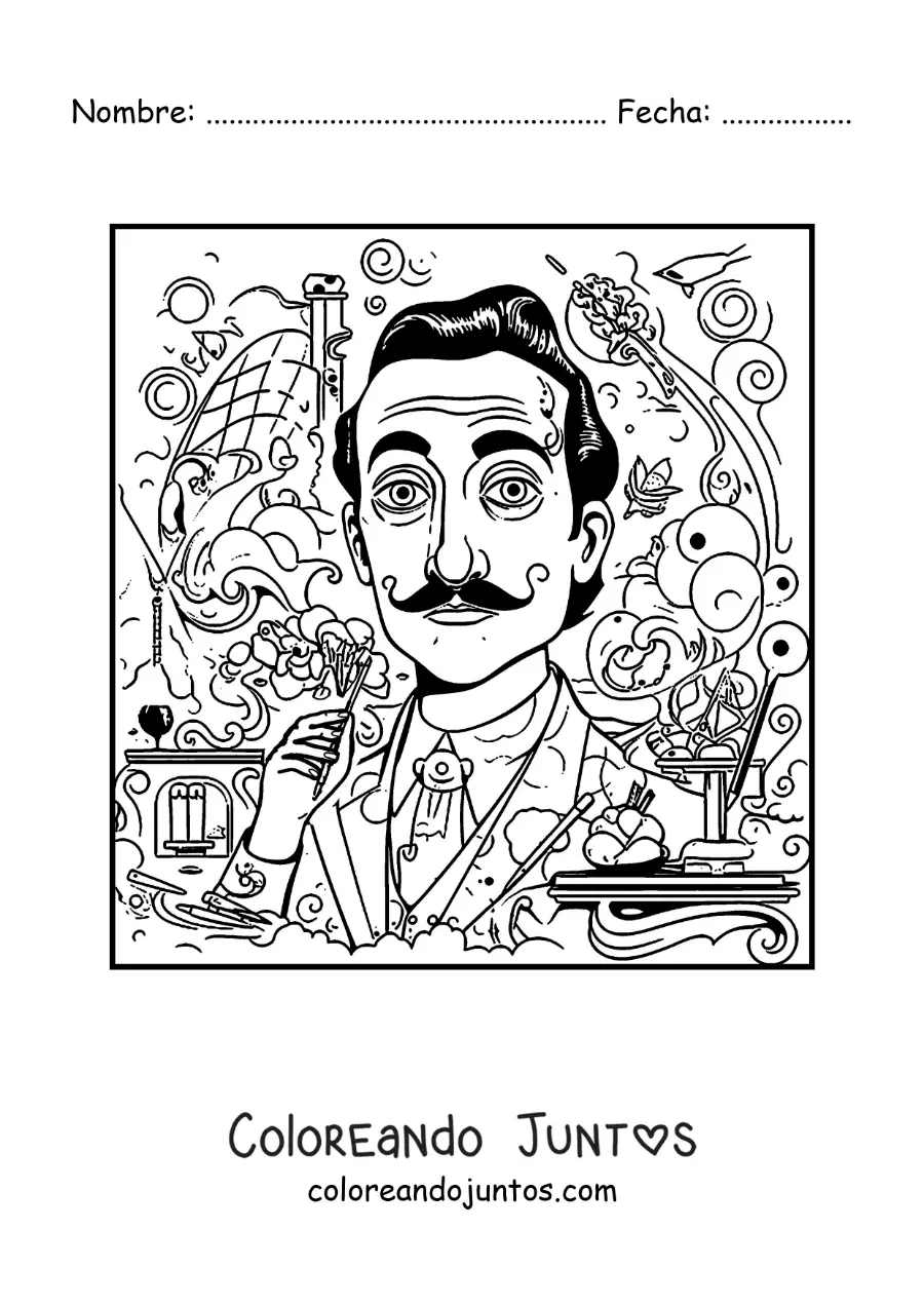 Imagen para colorear de el surrealismo de salvador dalí