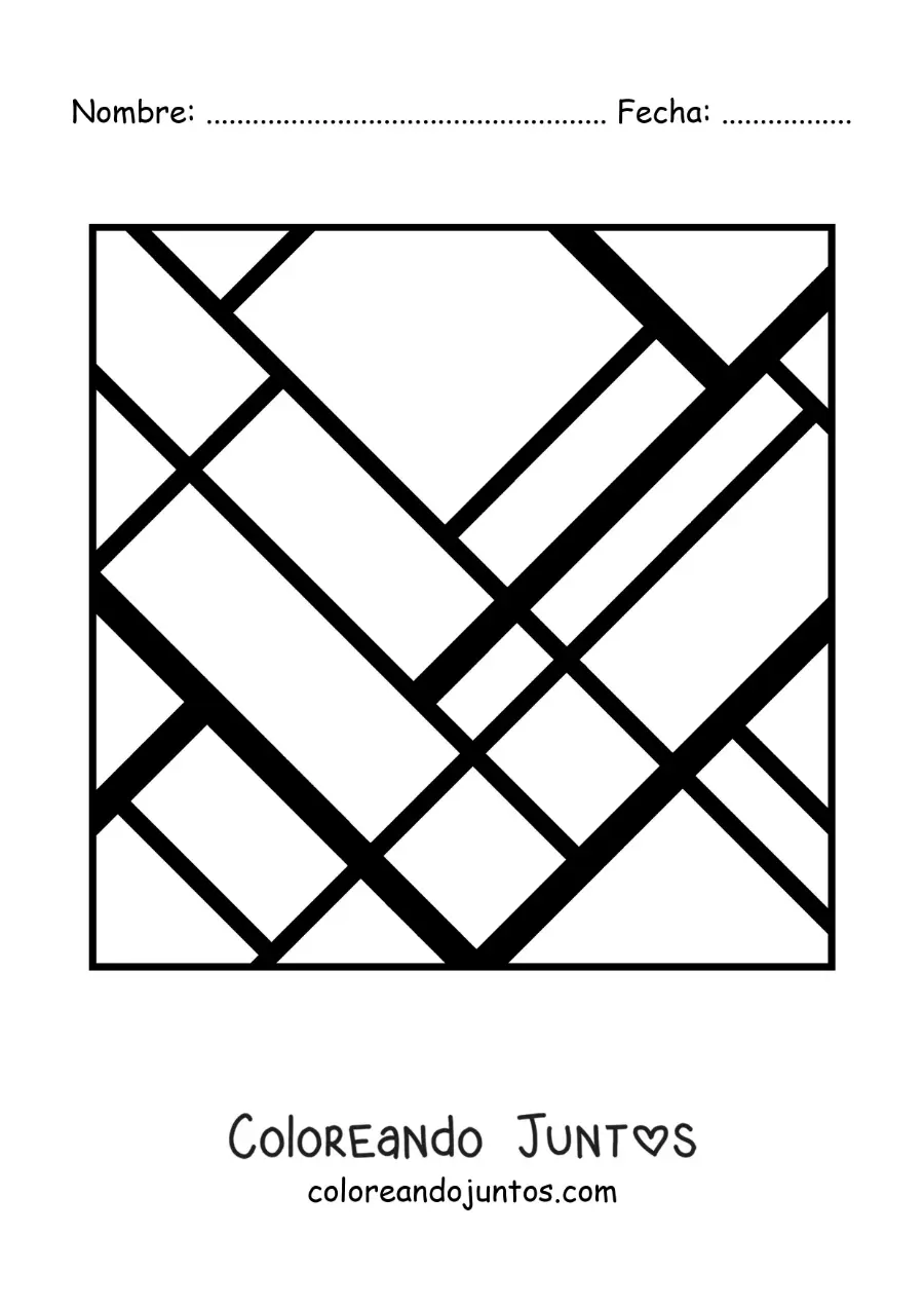 Imagen para colorear de obra de arte al estilo de Mondrian
