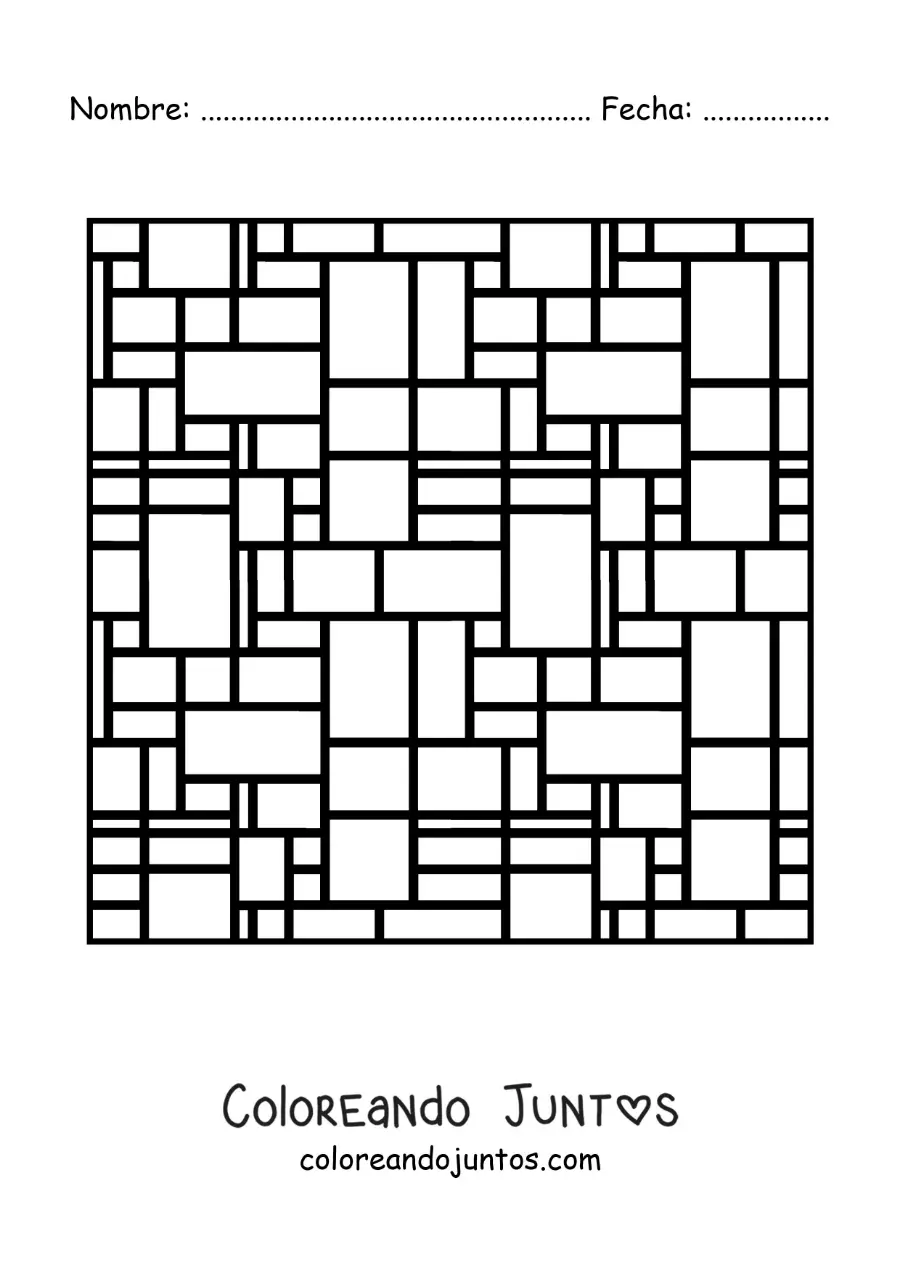 Imagen para colorear de neoplasticismo de Mondrian