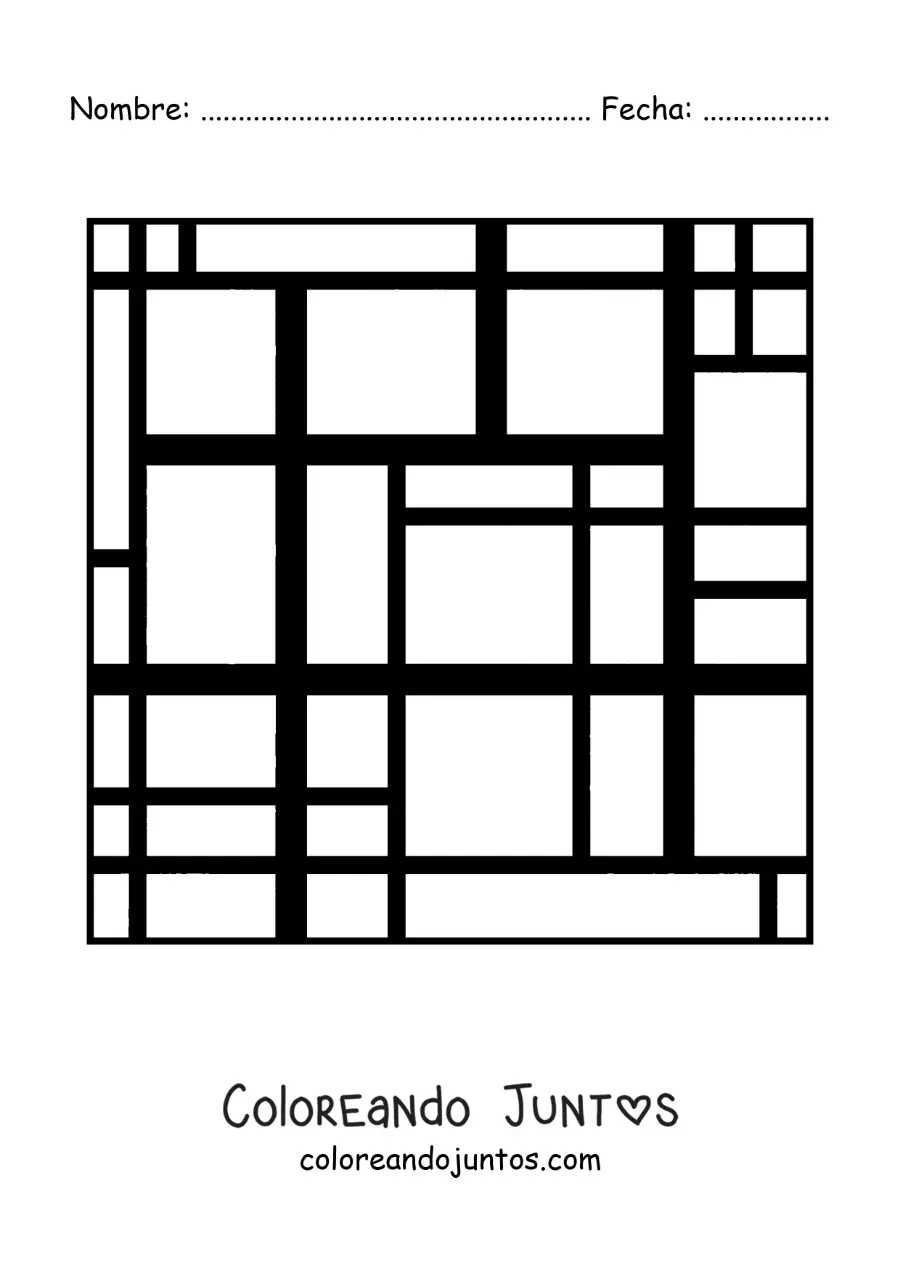 Imagen para colorear de arte al estilo de Mondrian