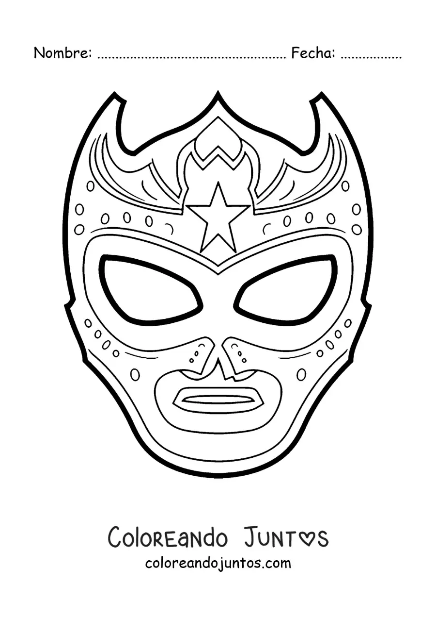 Imagen para colorear de máscara de luchador mexicano para recortar